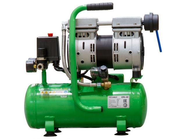 Компрессор ECO AE-10-OF1 безмасляный (120 л/мин, 8 атм, коаксиальный, безмасляный, ресив. 10 л, 220 В, 0,7 кВт) (AE-10-OF1)