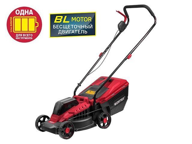 Газонокосилка аккумуляторная WORTEX CLM 3336 в кор. ALL1 XLT SOLO БЕСЩЁТ.ДВИГ., 18В+18В, шир.330 мм (БЕЗ АКБ И ЗУ, выс. 30-75 мм, травосборник 30 л) (0334248)