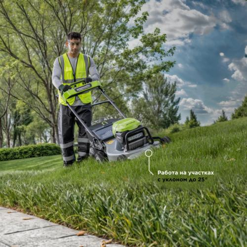 Газонокосилка Greenworks LM221S 82V (56 см) самоходная аккумуляторная, без АКБ и ЗУ